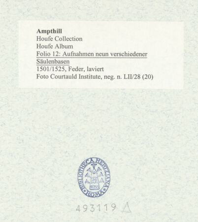 Rückseite von Courtauld Institute [https://www.deutsche-digitale-bibliothek.de/content/lizenzen/rv-ez/] Houfe AlbumFolio 12: Aufnahmen neun verschiedener Säulenbasen - , bh493119_recto. Foto.