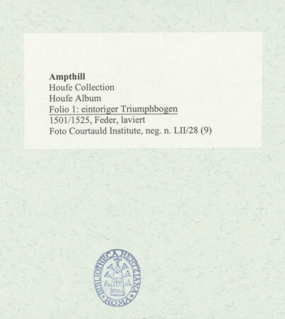 Rückseite von Courtauld Institute [https://www.deutsche-digitale-bibliothek.de/content/lizenzen/rv-ez/] Houfe AlbumFolio 1: eintoriger Triumphbogen - , bh494198_recto. Foto.