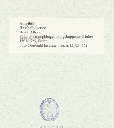 Rückseite von Courtauld Institute [https://www.deutsche-digitale-bibliothek.de/content/lizenzen/rv-ez/] Houfe AlbumFolio 9: Triumphbogen mit gekuppelten Säulen - , bh494210_recto. Foto.