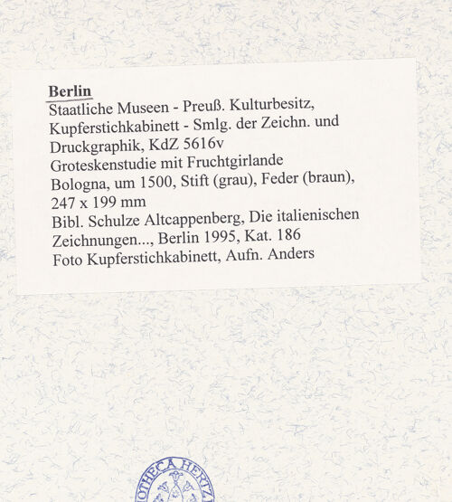 Rückseite von Kupferstichkabinett [https://www.deutsche-digitale-bibliothek.de/content/lizenzen/rv-ez/] Groteskenstudie - , bh495448_recto. Foto: Anders, Jörg P..