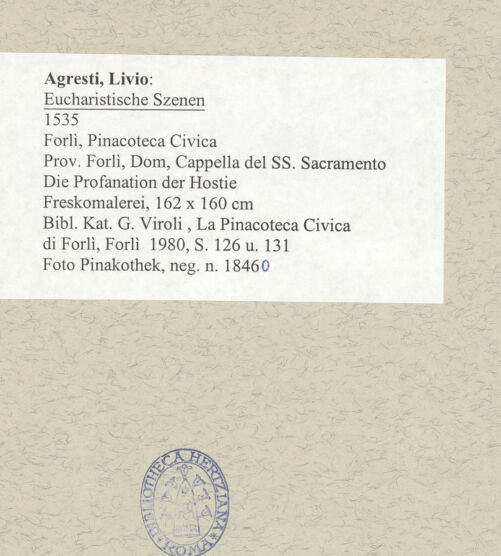 Rückseite von Pinacoteca Civica [https://www.deutsche-digitale-bibliothek.de/content/lizenzen/rv-ez/] Eucharistische SzenenDie Profanation der Hostie - , bh495751_recto. Foto.