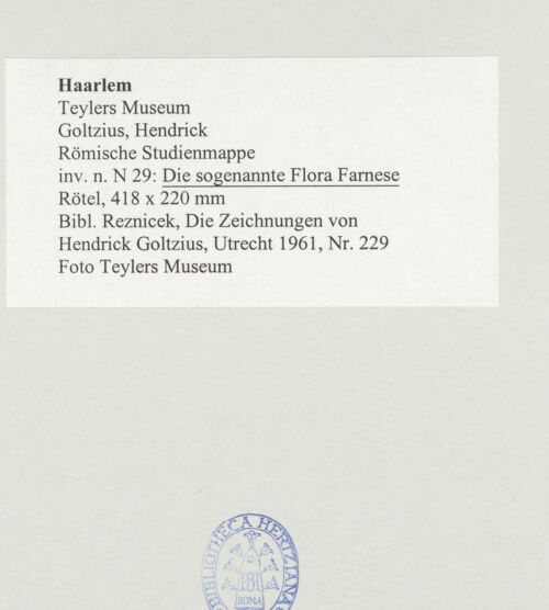 Rückseite von Teylers Museum [http://creativecommons.org/publicdomain/mark/1.0/] Römische StudienmappeDie sogenannte Flora Farnese - , bh496328_recto. Foto.