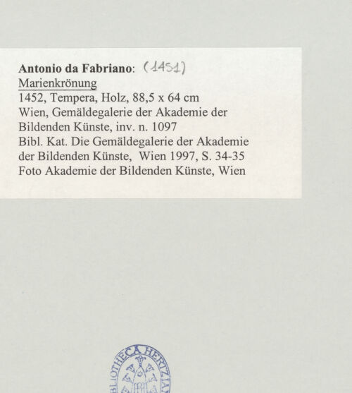 Rückseite von Akademie der Bildenden Künste, Wien [https://www.deutsche-digitale-bibliothek.de/content/lizenzen/rv-ez/] Marienkrönung - , bh496525_recto. Foto.