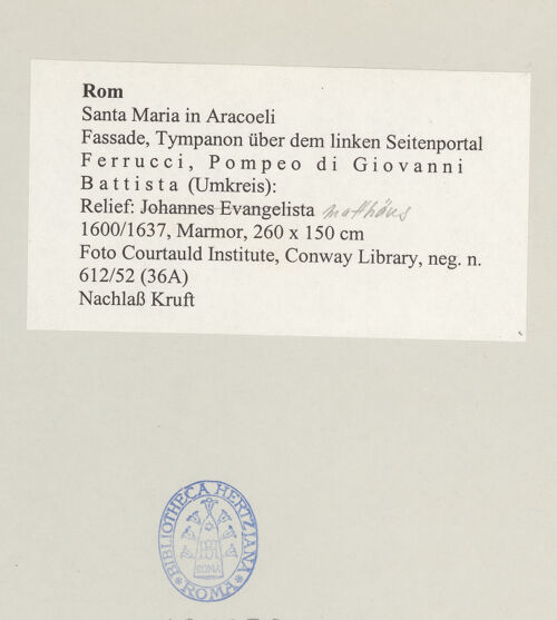 Rückseite von Courtauld Institute, Conway Library [https://www.deutsche-digitale-bibliothek.de/content/lizenzen/rv-ez/] Relief: Der Evangelist Matthäus - , bh496872_recto. Foto.