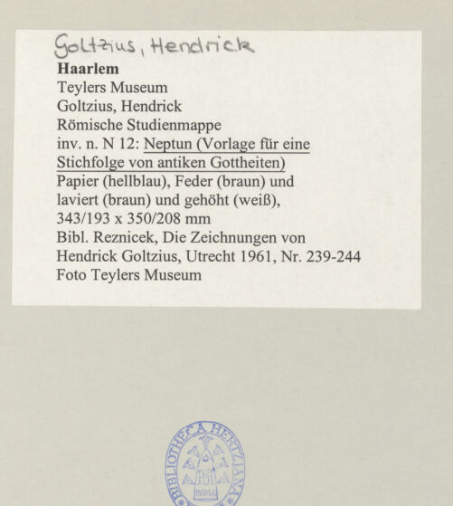 Rückseite von Haarlem, Teylers Museum [https://www.deutsche-digitale-bibliothek.de/content/lizenzen/rv-ez/] Neptun, nach Polidoro - , bh496897_recto. Foto.