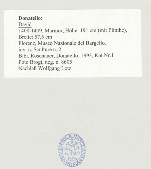 Rückseite von Alinari [https://www.deutsche-digitale-bibliothek.de/content/lizenzen/rv-ez/] David - , bh497103_recto. Foto.