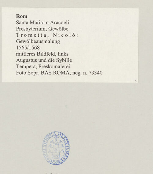 Rückseite von Sopr. BAS ROMA [https://www.deutsche-digitale-bibliothek.de/content/lizenzen/rv-ez/] GewölbeausmalungAugustus und die Sibylle - , bh497196_recto. Foto.