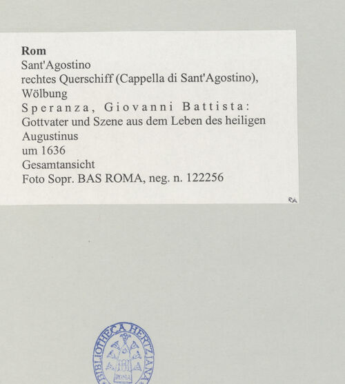 Rückseite von Sopr. BAS ROMA [https://www.deutsche-digitale-bibliothek.de/content/lizenzen/rv-ez/] Gottvater und Szene aus dem Leben des heiligen Augustinus - Gesamtansicht, bh497250_recto. Foto.