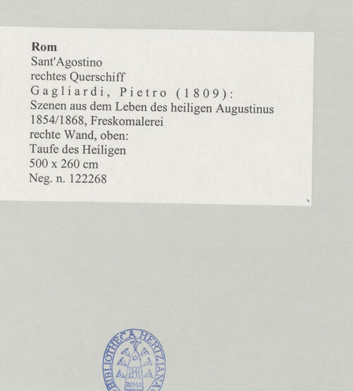 Rückseite von unbekannt [https://www.deutsche-digitale-bibliothek.de/content/lizenzen/rv-ez/] Szenen aus dem Leben des heiligen AugustinusTaufe des Heiligen - , bh497255_recto. Foto.