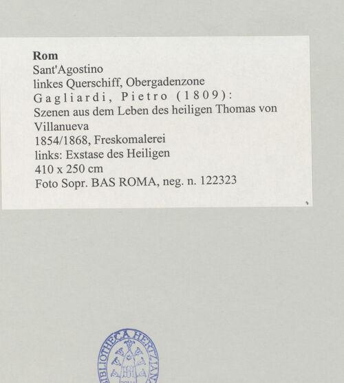 Rückseite von Sopr. BAS ROMA [https://www.deutsche-digitale-bibliothek.de/content/lizenzen/rv-ez/] Szenen aus dem Leben des heiligen Thomas von VillanuevaEkstase des Heiligen - , bh497262_recto. Foto.