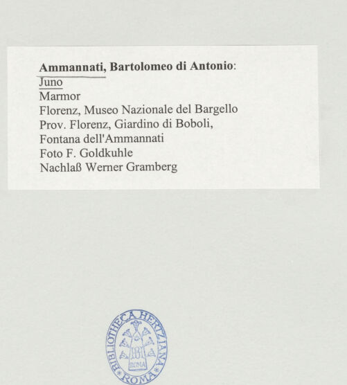 Rückseite von Goldkuhle, F. [https://www.deutsche-digitale-bibliothek.de/content/lizenzen/rv-fz/] Juno - Gesamtansicht von links vorne, bh497352_recto. Foto.