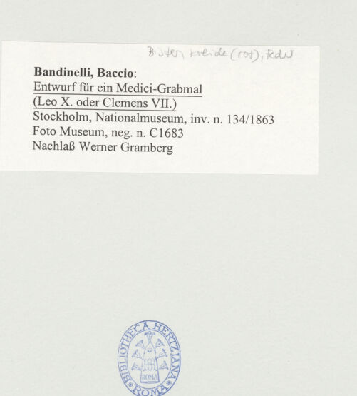 Rückseite von Nationalmuseum Stockholm [https://www.deutsche-digitale-bibliothek.de/content/lizenzen/rv-ez/] Grabmonument Clemens VII. (unterer Teil) - , bh497461_recto. Foto.