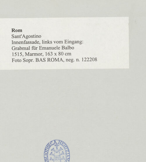 Rückseite von Sopr. BAS ROMA [https://www.deutsche-digitale-bibliothek.de/content/lizenzen/rv-ez/] Grabmal für Emanuele Balbo - Gesamtansicht, bh497567_recto. Foto.