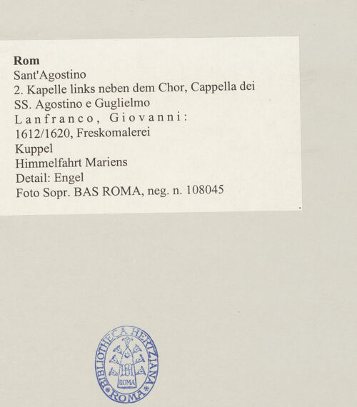 Rückseite von Sopr. BAS ROMA [https://www.deutsche-digitale-bibliothek.de/content/lizenzen/rv-ez/] Szenen aus dem Marienleben und ProphetenHimmelfahrt Mariens - Detail: Engel, bh497586_recto. Foto.