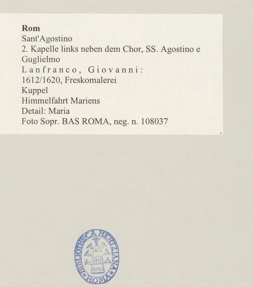 Rückseite von Sopr. BAS ROMA [https://www.deutsche-digitale-bibliothek.de/content/lizenzen/rv-ez/] Szenen aus dem Marienleben und ProphetenHimmelfahrt Mariens - Detail: Maria, bh497593_recto. Foto.