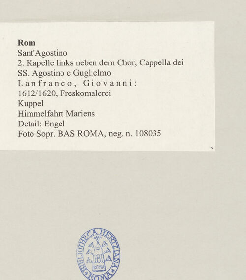 Rückseite von Sopr. BAS ROMA [https://www.deutsche-digitale-bibliothek.de/content/lizenzen/rv-ez/] Szenen aus dem Marienleben und ProphetenHimmelfahrt Mariens - Detail: Engel, bh497594_recto. Foto.