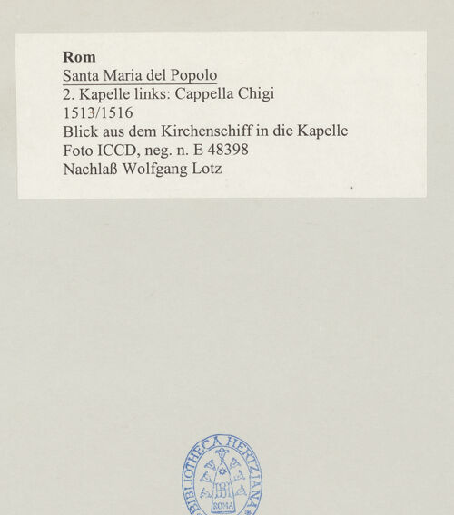 Rückseite von ICCD [https://www.deutsche-digitale-bibliothek.de/content/lizenzen/rv-ez/] Santa Maria del PopoloCappella Chigi - , bh497666_recto. Foto.