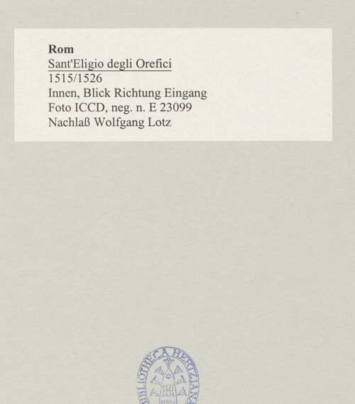 Rückseite von ICCD [https://www.deutsche-digitale-bibliothek.de/content/lizenzen/rv-ez/] Sant'Eligio degli Orefici - Innen, Blick Richtung Eingang, bh497703_recto. Foto.