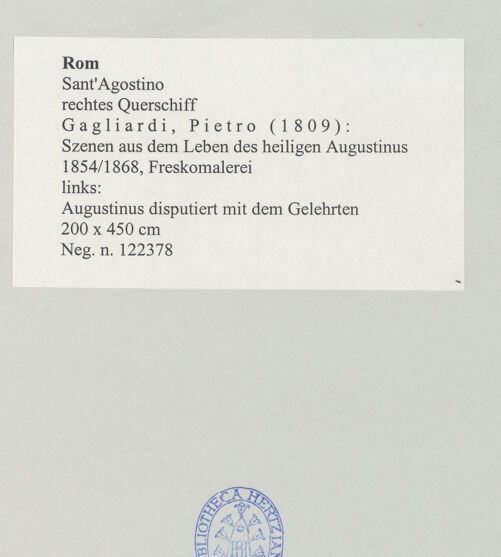Rückseite von unbekannt [https://www.deutsche-digitale-bibliothek.de/content/lizenzen/rv-ez/] Szenen aus dem Leben des heiligen AugustinusAugustinus disputiert mit dem Gelehrten - , bh497933_recto. Foto.