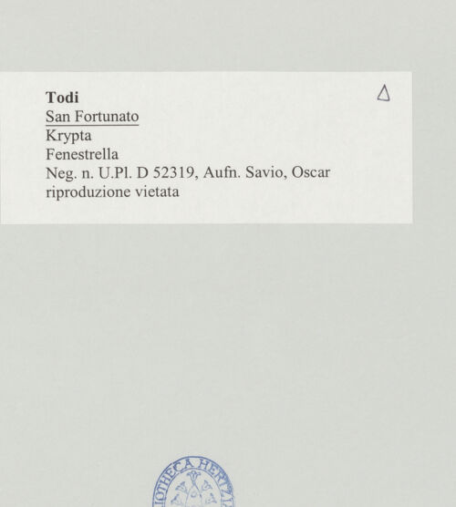 Rückseite von Bibliotheca Hertziana [https://www.deutsche-digitale-bibliothek.de/content/lizenzen/rv-fz/] San FortunatoCripta - Fenestrella, bh498216_recto. Foto: Savio, Oscar.