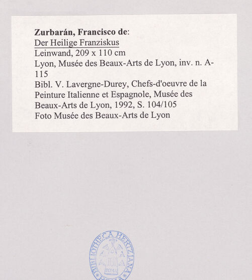 Rückseite von Musée des Beaux-Arts de Lyon [https://www.deutsche-digitale-bibliothek.de/content/lizenzen/rv-ez/] Der Heilige Franziskus - , bh498328_recto. Foto.