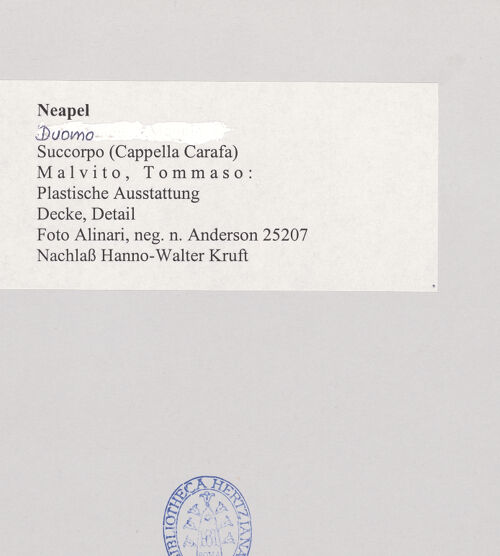 Rückseite von Alinari [https://www.deutsche-digitale-bibliothek.de/content/lizenzen/rv-ez/] DeckenkassettierungOrnament - Rahmenfeld mit Groteskendekoration, bh498501_recto. Foto.