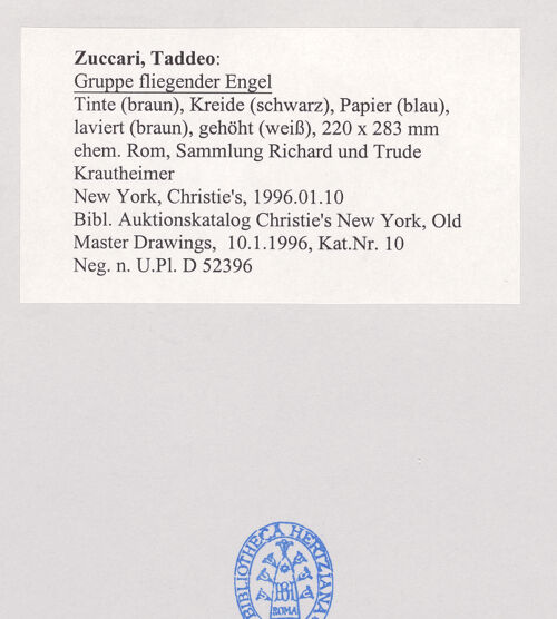 Rückseite von Bibliotheca Hertziana [https://www.deutsche-digitale-bibliothek.de/content/lizenzen/rv-fz/] Gruppe fliegender Engel - , bh498790_recto. Foto.