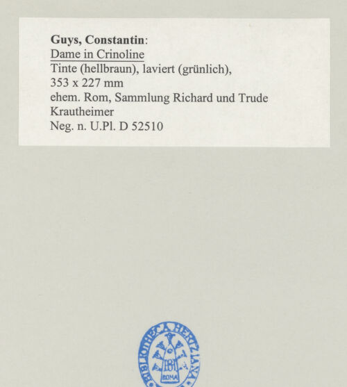 Rückseite von Bibliotheca Hertziana [https://www.deutsche-digitale-bibliothek.de/content/lizenzen/rv-fz/] Dame in Crinoline - , bh498920_recto. Foto.