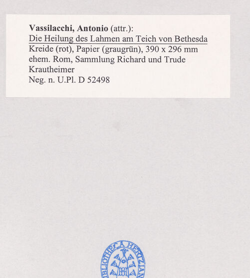 Rückseite von Bibliotheca Hertziana [https://www.deutsche-digitale-bibliothek.de/content/lizenzen/rv-fz/] Die Heilung des Gelähmten am Teich Bethesda (Piscina probatica) - , bh498937_recto. Foto.