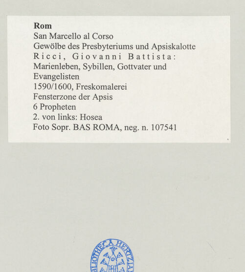 Rückseite von Sopr. BAS ROMA [https://www.deutsche-digitale-bibliothek.de/content/lizenzen/rv-ez/] Ausmalung der Wölbung von Apsis und ChorjochSechs ProphetenHosea - , bh499032_recto. Foto.