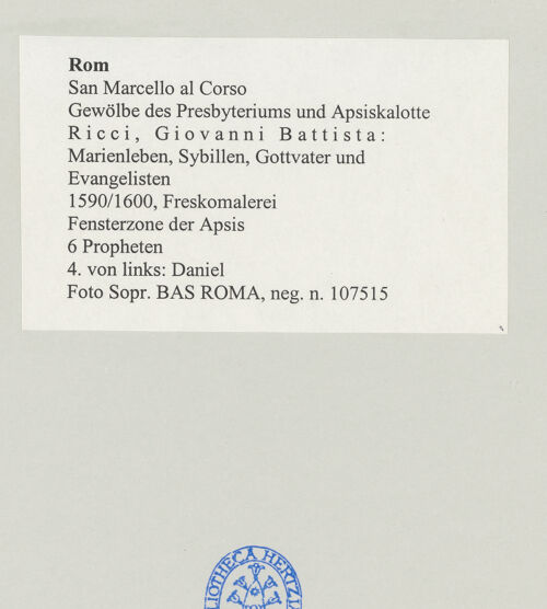 Rückseite von Sopr. BAS ROMA [https://www.deutsche-digitale-bibliothek.de/content/lizenzen/rv-ez/] Ausmalung der Wölbung von Apsis und ChorjochSechs ProphetenDaniel - , bh499034_recto. Foto.