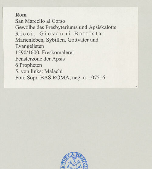 Rückseite von Sopr. BAS ROMA [https://www.deutsche-digitale-bibliothek.de/content/lizenzen/rv-ez/] Ausmalung der Wölbung von Apsis und ChorjochSechs ProphetenMalachi - , bh499035_recto. Foto.