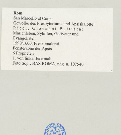 Rückseite von Sopr. BAS ROMA [https://www.deutsche-digitale-bibliothek.de/content/lizenzen/rv-ez/] Ausmalung der Wölbung von Apsis und ChorjochSechs ProphetenJeremiah - , bh499038_recto. Foto.