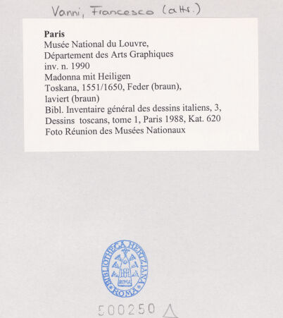 Rückseite von Réunion des Musées Nationaux [https://www.deutsche-digitale-bibliothek.de/content/lizenzen/rv-ez/] Madonna mit der Heiligen Katharina und dem Heiligen Bernhard von Siena - , bh500250_recto. Foto.