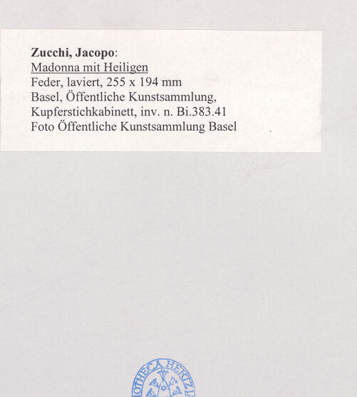 Rückseite von Öffentliche Kunstsammlung Basel [https://www.deutsche-digitale-bibliothek.de/content/lizenzen/rv-ez/] Madonna mit Heiligen - , bh501202_recto. Foto.