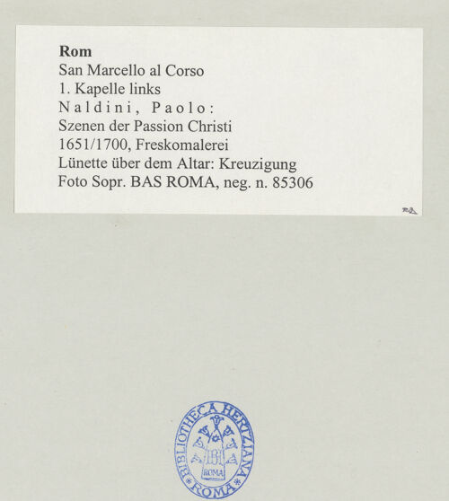 Rückseite von Sopr. BAS ROMA [https://www.deutsche-digitale-bibliothek.de/content/lizenzen/rv-ez/] Szenen der Passion ChristiKreuzigung - , bh501394_recto. Foto.