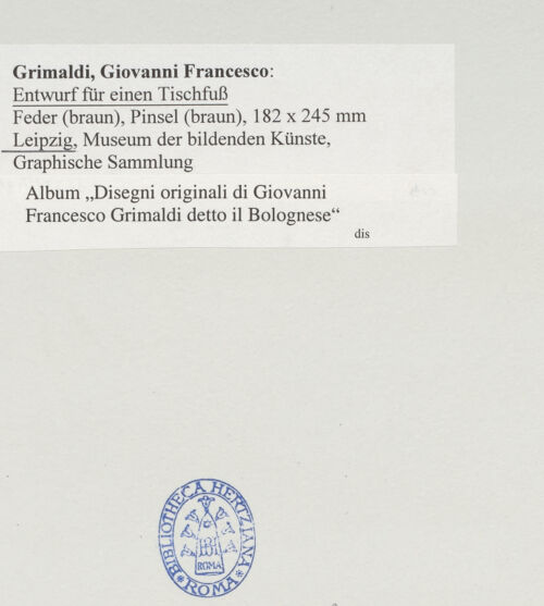 Rückseite von Museum der bildenden Künste [https://www.deutsche-digitale-bibliothek.de/content/lizenzen/rv-ez/] Entwurf für einen Tischfuß - , bh501475_recto. Foto.