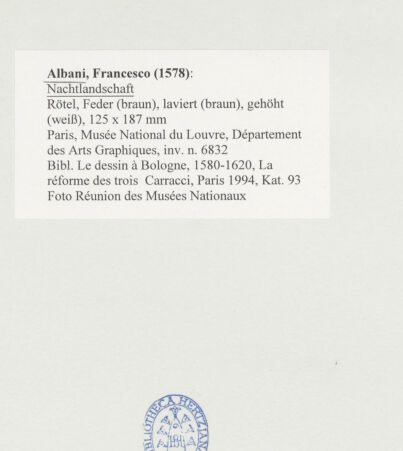 Rückseite von Réunion des Musées Nationaux [https://www.deutsche-digitale-bibliothek.de/content/lizenzen/rv-ez/] Nachtlandschaft mit Figurengruppe am Ufer eines Flusses - , bh501629_recto. Foto.