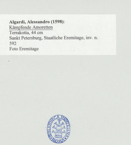 Rückseite von Eremitage [https://www.deutsche-digitale-bibliothek.de/content/lizenzen/rv-ez/] Kämpfende Amoretten - , bh501895_recto. Foto.