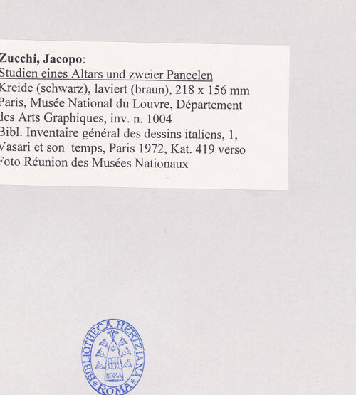 Rückseite von Réunion des Musées Nationaux [https://www.deutsche-digitale-bibliothek.de/content/lizenzen/rv-ez/] Studien eines Altars und zweier Paneelen - , bh502846_recto. Foto.