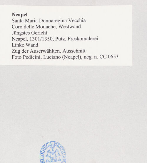 Rückseite von Pedicini, Luciano [https://www.deutsche-digitale-bibliothek.de/content/lizenzen/rv-ez/] Jüngstes GerichtLinke Wand: Paradies - Viertes Register: Zug der Auserwählten, Mönche und Franziskus, bh504002_recto. Foto: Pedicini, Luciano.