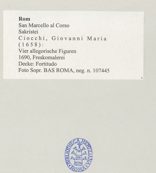 Rückseite von Sopr. BAS ROMA [https://www.deutsche-digitale-bibliothek.de/content/lizenzen/rv-ez/] Vier TugendpersonifikationenFortitudo - , bh505151_recto. Foto.