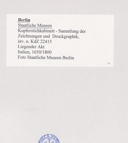 Rückseite von Staatliche Museen [https://www.deutsche-digitale-bibliothek.de/content/lizenzen/rv-ez/] Liegender Akt - , bh505671_recto. Foto.