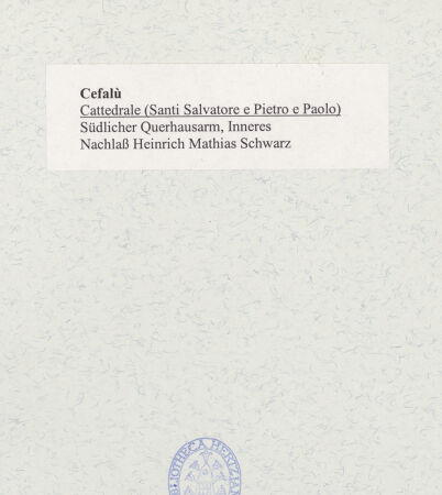 Rückseite von Bibliotheca Hertziana [https://www.deutsche-digitale-bibliothek.de/content/lizenzen/rv-fz/] CattedraleVierung und Querhaus - Südquerhaus von Norden, bh506407_recto. Foto: Schwarz, Heinrich Mathias.