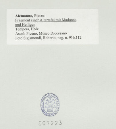 Rückseite von Sigismondi, Roberto [https://www.deutsche-digitale-bibliothek.de/content/lizenzen/rv-fz/] Fragment einer Altartafel mit Madonna und Heiligen - , bh507223_recto. Foto: Sigismondi, Roberto.