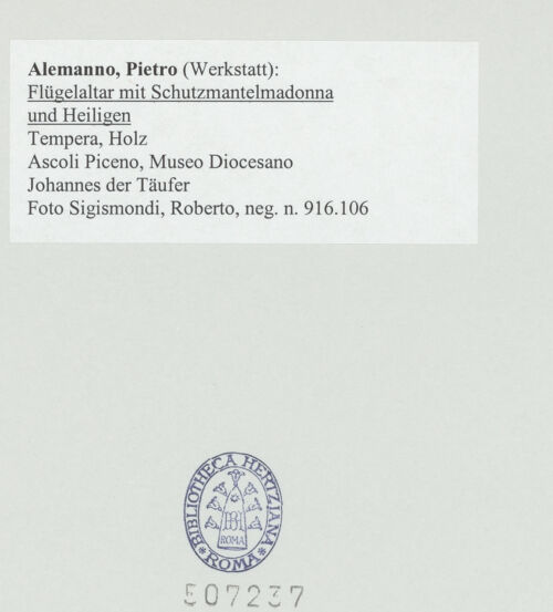 Rückseite von Sigismondi, Roberto [https://www.deutsche-digitale-bibliothek.de/content/lizenzen/rv-fz/] Flügelaltar mit Schutzmantelmadonna und Heiligen - Johannes der Täufer, bh507237_recto. Foto: Sigismondi, Roberto.