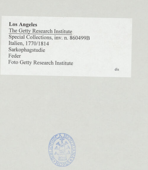 Rückseite von Getty Research Institute [https://www.deutsche-digitale-bibliothek.de/content/lizenzen/rv-ez/] GrabmonumenteSarkophagstudie - , bh507732_recto. Foto.