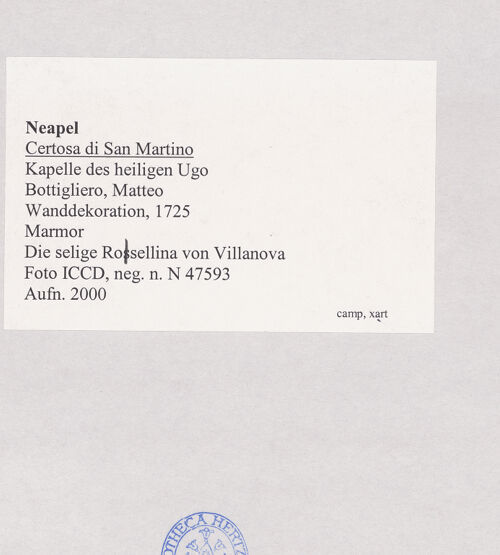 Rückseite von ICCD [https://www.deutsche-digitale-bibliothek.de/content/lizenzen/rv-ez/] Wanddekoration der Cappella di Sant'UgoDie selige Rosellina von Villanova - , bh508312_recto. Foto.