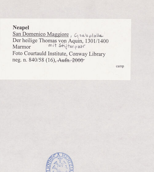 Rückseite von Courtauld Institute, Conway Library [https://www.deutsche-digitale-bibliothek.de/content/lizenzen/rv-ez/] Der heilige Thomas von Aquin mit Stifterpaar - Gesamtansicht, bh508380_recto. Foto.