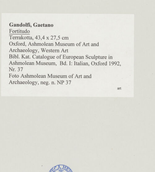 Rückseite von Musei Vaticani [https://www.deutsche-digitale-bibliothek.de/content/lizenzen/rv-ez/] Die Sixtinische DeckePropheten und SibyllenDie Eriträische Sibylle - Ausschnitt: Namenstafel mit Zwickelputto, bh508786_recto. Foto.